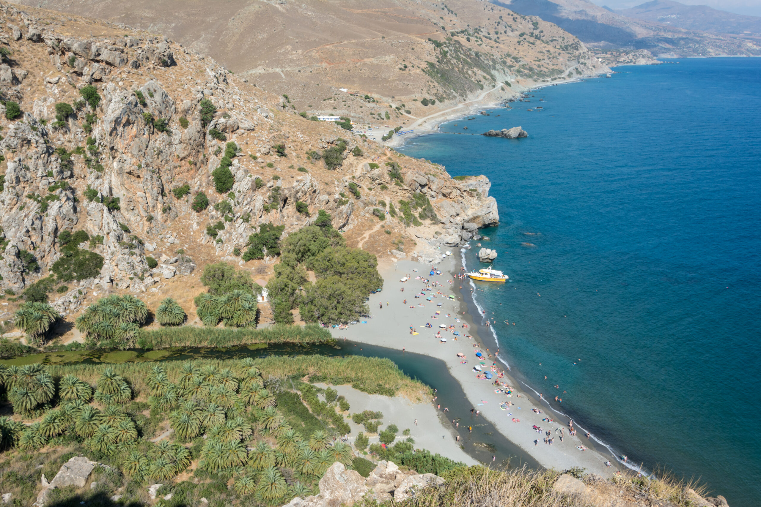 Best beaches near Rethymno palm grove at Preveli Crete